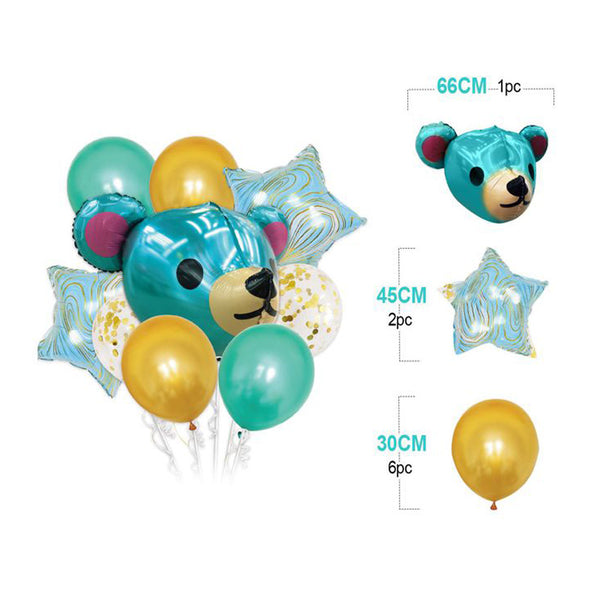 SET DE GLOBOS MYLAR 9PCS AZUL