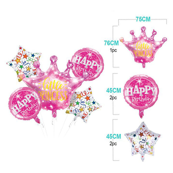 SET DE GLOBOS MYLAR PRINCESS 5PCS